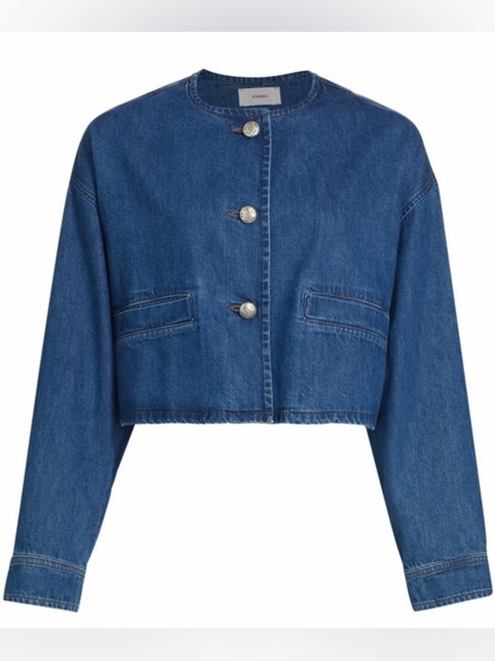 Xirena Paley Cropped 100% Cotton Denim Jacket in Maritime L